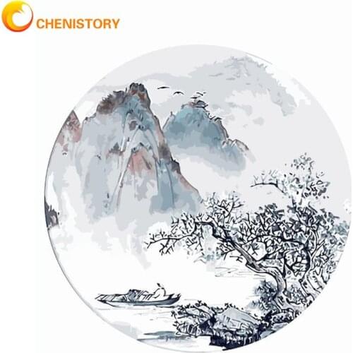 CHENISTORY Mountain Ink Painting By Numbers Kits For Adults Handmade DIY Gift 40x50cm Frame On Canvas Modern Home Decorations