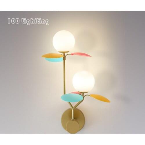 Flower Indoor LED Wall Lamps Colorful Leaf Living Room Bedroom Dining Wall Sconce Wall Decoration G9 Painted Gold Metal