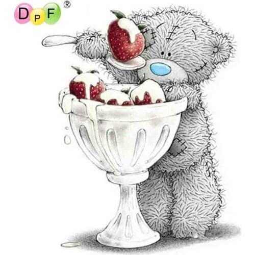 DPF diy diamond embroidery Little bear strawberry diamond painting Cross Stitch full square drill Rhinestone mosaic child gift