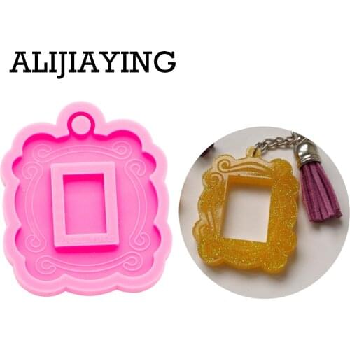 DY0262 Smooth art design Photo frame pendant craft epoxy resin DIY silicon mold for Keychain resin jewelry