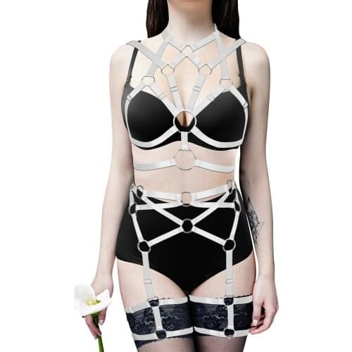 Exotic Costumes Bondage Harness Belt Sexy Lingerie Set Stocking Garters Adjust Waist Suspender Dress Dance Rave Accessories
