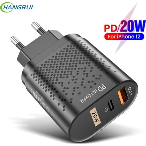 Hangrui 20W USB Type C Charger For iPhone 12 Pro Max Mini Quick Charge 3.0 QC PD 20W USB-C Fast Charging Travel