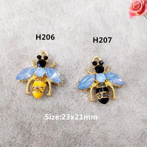 Hot 5pcs/lot Rhinestone Bee Pendant For Women Handmade Earrings Bracelet necklace Hair Accessories Charms Diy Jewelry Findings