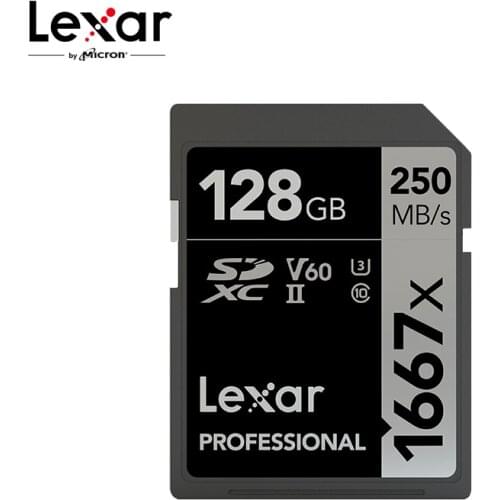Lexar Memory Card 1667X V60 250MB/s Flash Card 64GB 128GB 256GB UHS-II U3 SD Card SDXC C10 For 3D 4K HD Video