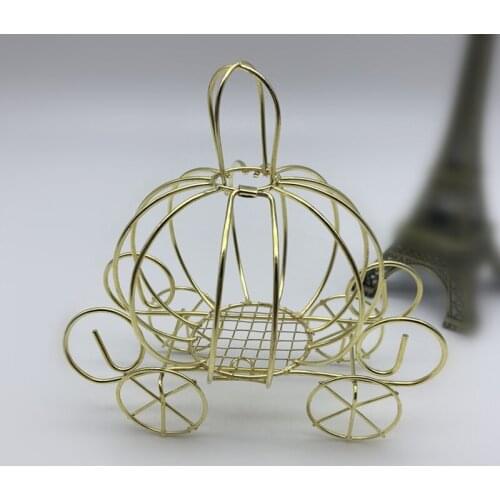 Creative Pumpkin Carriage Decor Golden Candy Box Pumpkin Cart Metal Candy Box Christmas Party Decor Supplies