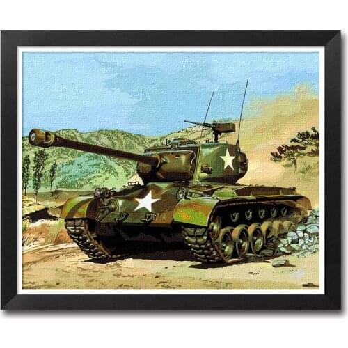 MaHuaf-A1401 World War II Tank painting by numbers on canvas hand painted DIY oil digital paint by number for living room decor