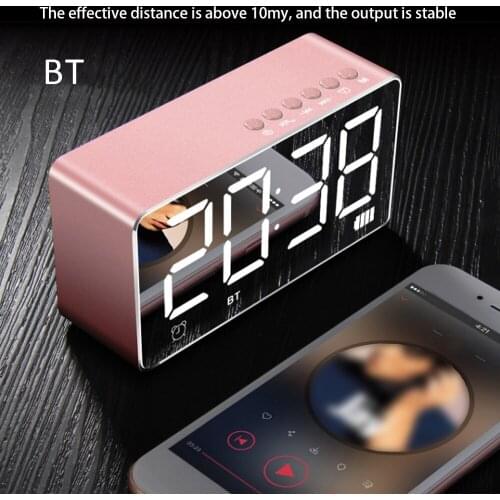 Multifunction Digital Led Alarm Clock With Bt Wireless Mini Subwoofer Speaker Desk Table Clock Mirror Function Alarm Clock