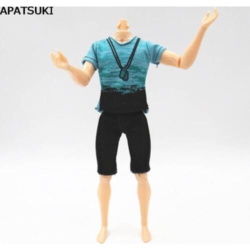 Fashion Clothes For Ken Doll Mens Outfit Daily Casual Wear T-Shirt Blouse Pants Trousers For Barbie Doll Friend Ken Kid Toy