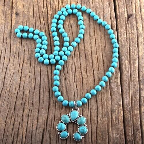 MD Fashion Bohemian Jewelry Natural Stones Knotted Moon Metal Pendant Stone Boho Necklaces Women Lariat Necklace