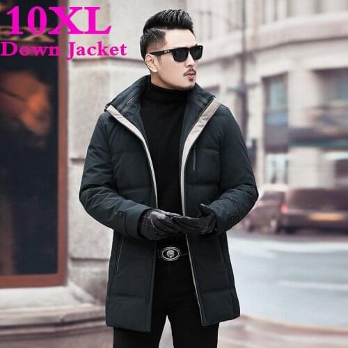 New plus size 10XL 9XL 8XL Winter Duck Down Mens Brand Clothing 90% White Duck Down Jackets Hooded Seamless Warm Down Jackets