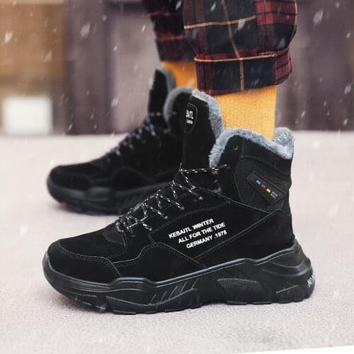 2021 Winter Men Boots Keep Warm Plush Military Combat Boots High Quality Black Snow Boot Leather Sneakers Outdoor Climbing Shoes