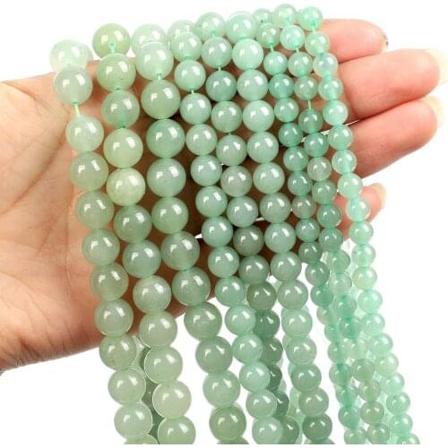 Natural Stone Green Aventurine Round Loose Beads for Jewelry Making Needlework DIY Bracelets Necklace Strand 4-12 MM