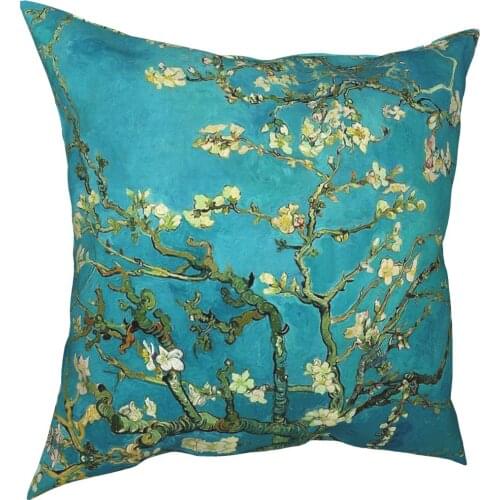 Van Gogh Blossoming Almond Tree Pillowcase Printed Fabric Cushion Cover Decorative Pillow Case Cover Bedroom Zipper 18