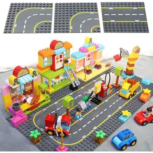 New Highway Road Baseplate With Brick Series City Street Base Plate Big Building Blocks Assembled Educational Toys Children Gift