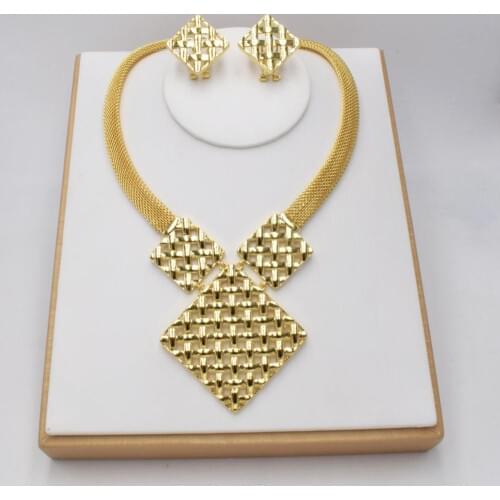 NEW DESIGN High Quality Ltaly 750 Gold color Jewelry Set For Women african beads jewlery fashion necklace set earring jew