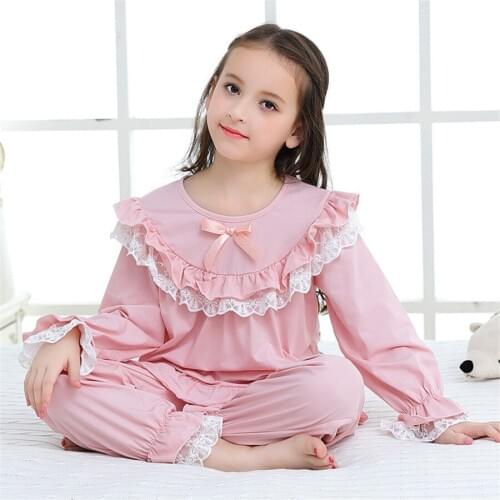 Toddler Girl Pajamas Cotton Mother And Daughter Princess Girl Pyjamas Summer Kids Sleepwear Lace Homewear Girls Pajamas Set