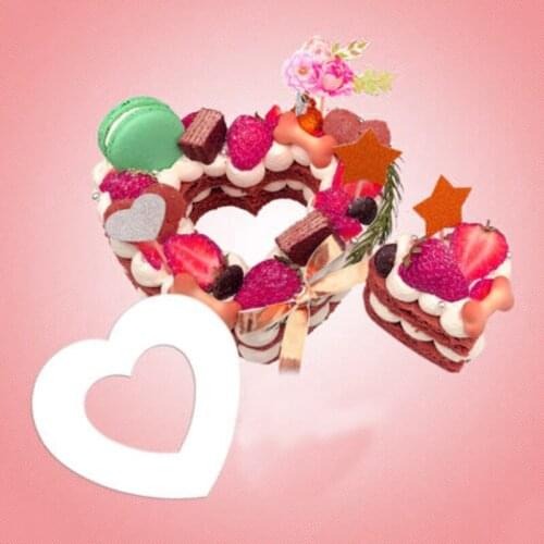 Meibum Numbers Heart-Shaped PET Plastic Cake Mold Anniversary Valentines Day Birthday Dessert Mould Pastry Decorating Tools