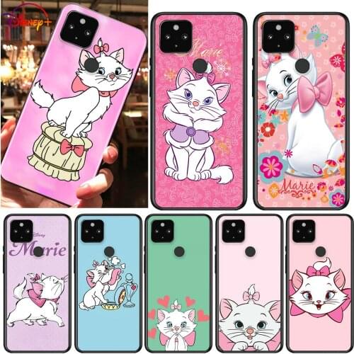 Disney cute Marie Cat Shockproof Cover for Google Pixel 5 5A 4 4A XL 5G Black Phone Case Shell Soft Fundas Coque Capa