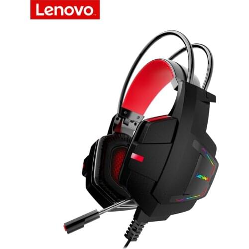 Lenovo HU85 Wired Gaming Headphone Ergonomic HiFi Stereo Earphone Colorful LED Light Over Ear Headset w/ 40mm Driver Unit Mic