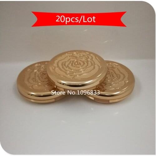 20pcs/lot Gold Flower Empty Double Layers Cosmetic Powder Compacts Eyeshadow Powder Case with Mirror, Unique DIY Blush Container