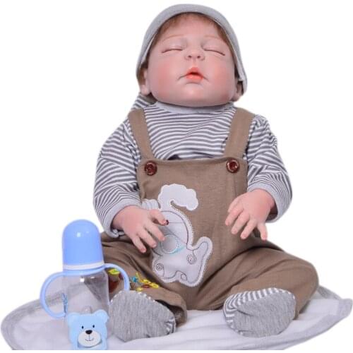 23Inch Realistic Sleeping Reborn Baby Dolls Full Body Silicone Vinyl 57 cm Simulation Red Skin Baby Dolls For Boy Birthday Gifts