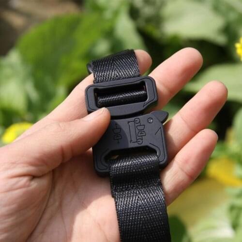 Tactical Belt Buckle Mens And Womens Trendy Pants Belt 2.5cm Wide Nylon Woven Belt Canvas Universal Black Belt