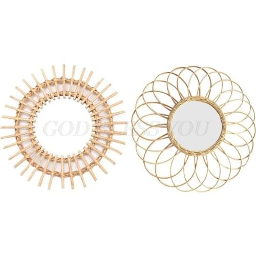 Rattan Innovative Art Decoration Round Makeup Mirror Dressing Bathroom Wall Hanging Mirrors Craft Photo Props Drop Shipping