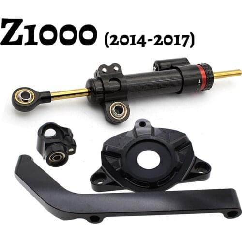 For Kawasaki Z1000 Z 1000 2014 2015 2016 2017 Fiber Carbon CNC Steering Damper Stabilizer Safty Control Bracket Mounting Kit