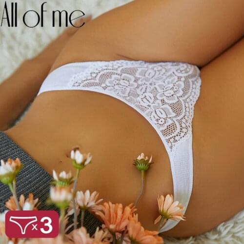 3PCS/Set Cotton G-String Women Panties Lace Underwear Female Lingerie Intimates Underpants Sexy Thong Panties for Girls Pantys