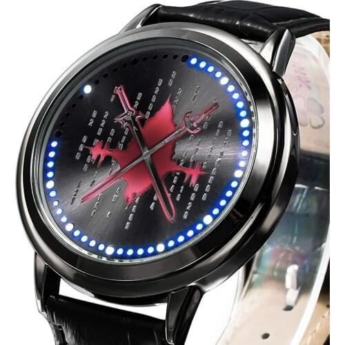 Anime SAO Sword Art Online Kirito Asuna Led Watch Waterproof Touch Screen Digital Light Watch Wristwatch Cosplay Props Gift New