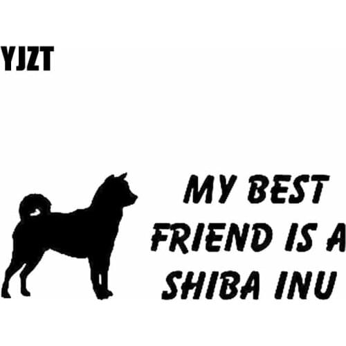 YJZT 18CM*6.7CM My Bbest Friend Is A Shiba Inu Dog Vinyl Waterproof Car Sticker Black/Silver C2-3192