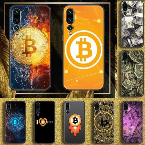 BITCOIN coins Funny Phone case For Huawei P Mate P10 P20 P30 P40 10 20 Smart Z Pro Lite 2019 black painting hoesjes pretty funda