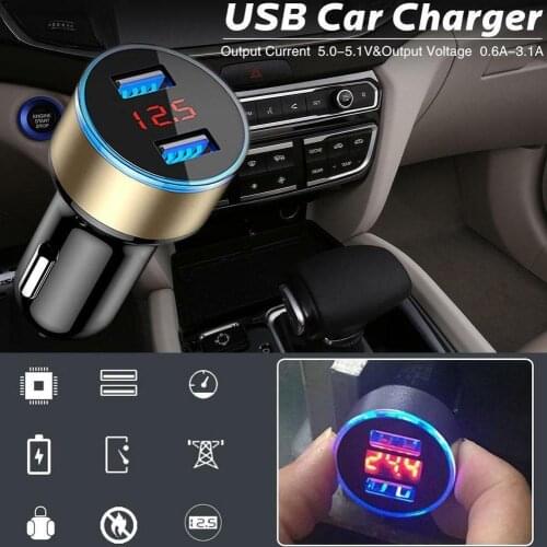 Dual USB Ports Charger LCD Indicator Cigarette Lighter L PC/navigator/PDA Adapter MP3/MP4/GPS For Phones/tablet I2J9