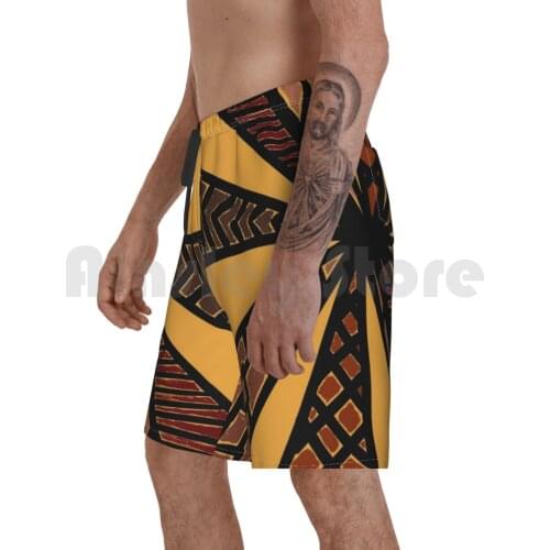 Yellow And Brown African Ankara Beach Shorts Men Beach Pants Swimwear Brown Josie Otoreno Josephineotoreno African