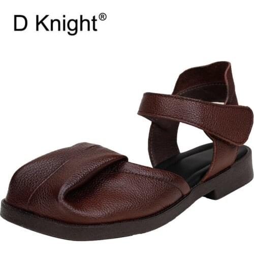 Women Shoes Soft Genuine Leather 2020 New Gladiator Sandals Female Flats Casual Shoes Solid Vintage Summer Beach Sandals Ladies