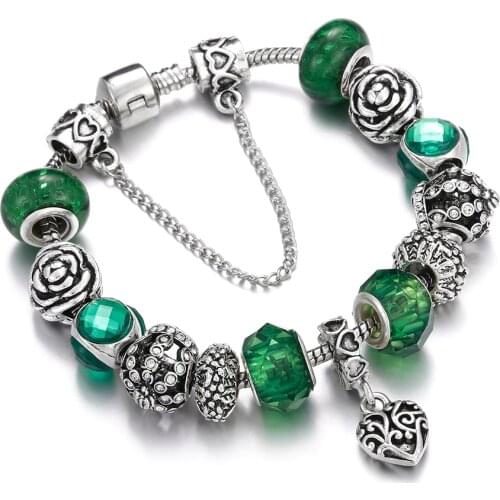 Charm Green Crystal Beads Bracelets&Bangles For Women Tree Of Life Starfish Net Pendant Bracelet Original Fashion Simple Jewelry