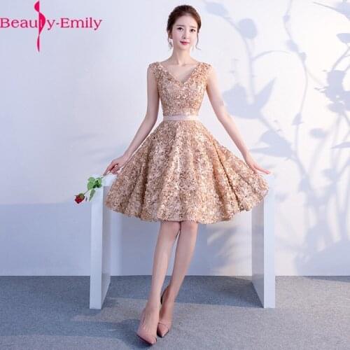 Beauty Emily Sexy V Neck Sleeveless A Line Prom Dress Fashion Large Appliques Zipper Back Tulle Prom Gown Vestidos De Fiesta