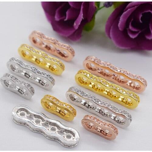 2pcs Crystal Micro Pave CZ 2-4 rows Spacer Beads for For Diy Jewelry Making