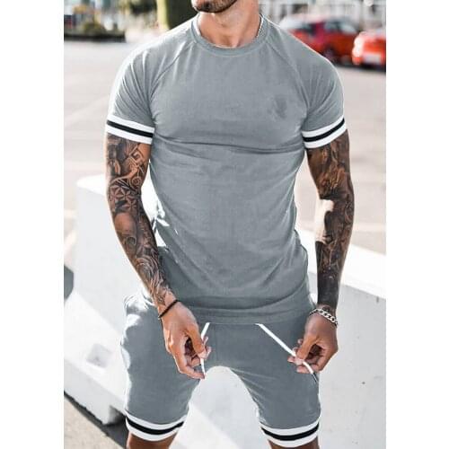 2021 Summer Mens Casual Solid Color Fashion Sports Suit
