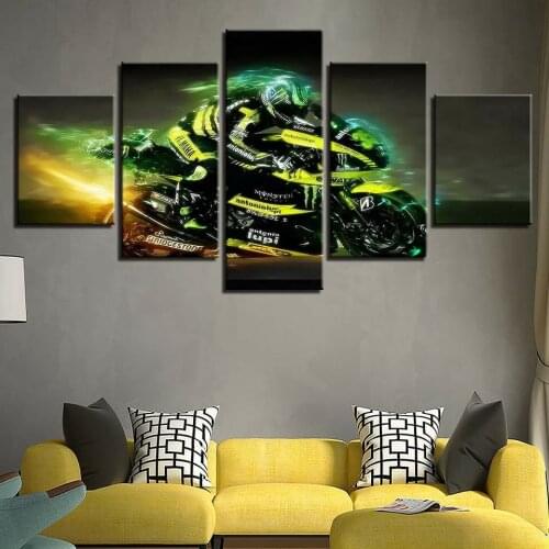 Abstract Motorcycle Rider Bike 5 Pcs Canvas Picture Print Wall Art Canvas Painting Wall Decor for Living Room Poster No Framed