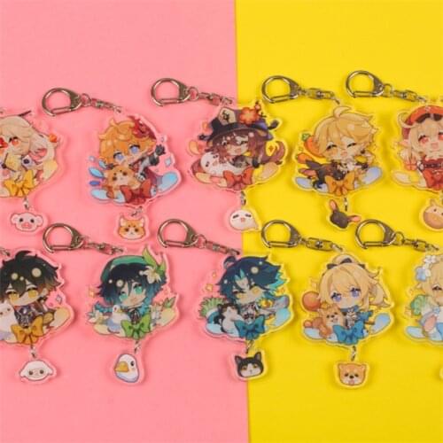 Game Genshin Impact Keychain Xiao GANYU HUTAO Morax Cartoon Props Unisex Acrylic Keyring Pendant