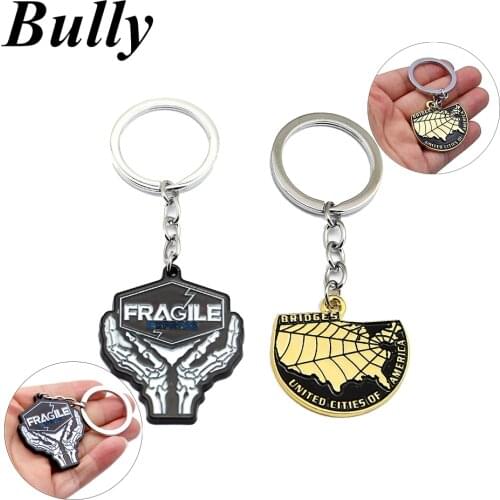 Game Death Stranding Keychain Metal Fragile Keyring Map Logo Key Chains Holder Men Women Chaveiro Cosplay Jewelry Accessories