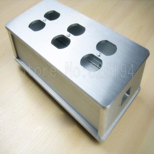 One pieces Silver aluminum US AC Power Distributor 6 outlet Power supply box Chassis case
