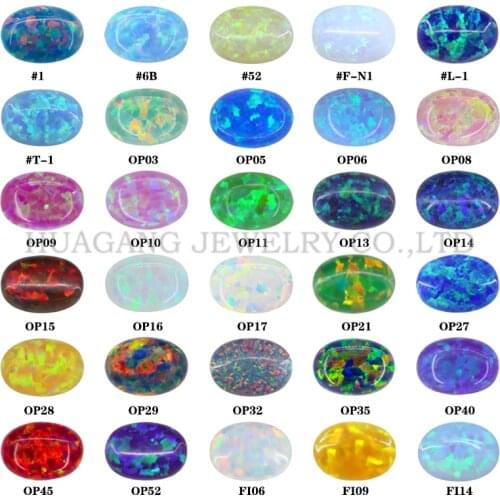 Big Size OP03-OP52 10x15-13x18mm Opal Loose Stones Lab Created Gems Oval Shape Flat Base Cabochon Opal Semi-Precious Beads
