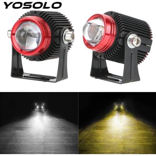 2PCS Dual Color High Low Beam Auto Small Steel Cannon Lights Universal Auxiliary Lamp LED spotlights Motorcycle Led Headlights
