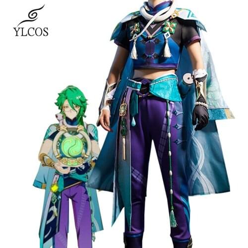 Game Genshin Impact Costume Bai Shu Cosplay Halloween Party Full Set For Unisex Women Girls