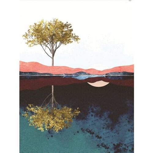 Modern Abstract Landscape Printed 11CT Cross-Stitch Embroidery Full Kit DMC Threads Handiwork Sewing Painting Sales