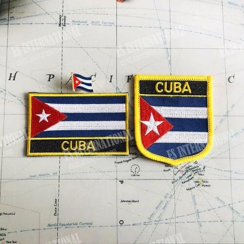 National Flag Embroidery Patches and Metal Flag Lapel Pin CUBA