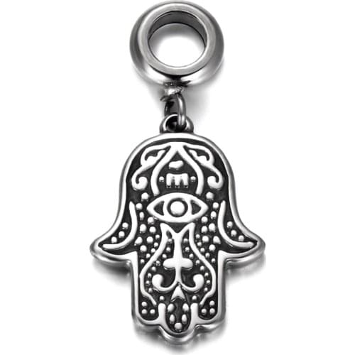 316L Stainless Steel Spacer Bail Bead Palm Charms 5mm Hole Polished Metal Charm Accessories for DIY Bracelet Jewelry Making