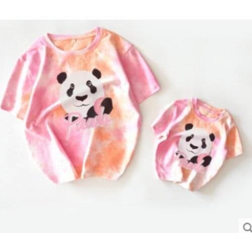 Mommy and Me Clothes Mom Son Outfits Mother and Daughter Tee Shirts Tops Clothes Family Look Childrens T-shirt Cotton Panda